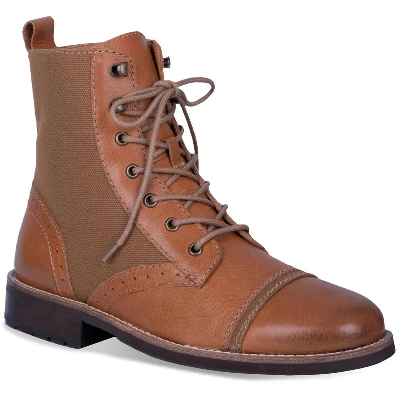 Dingo Mens Andy Leather Cap Toe Combat & Lace-up Boots