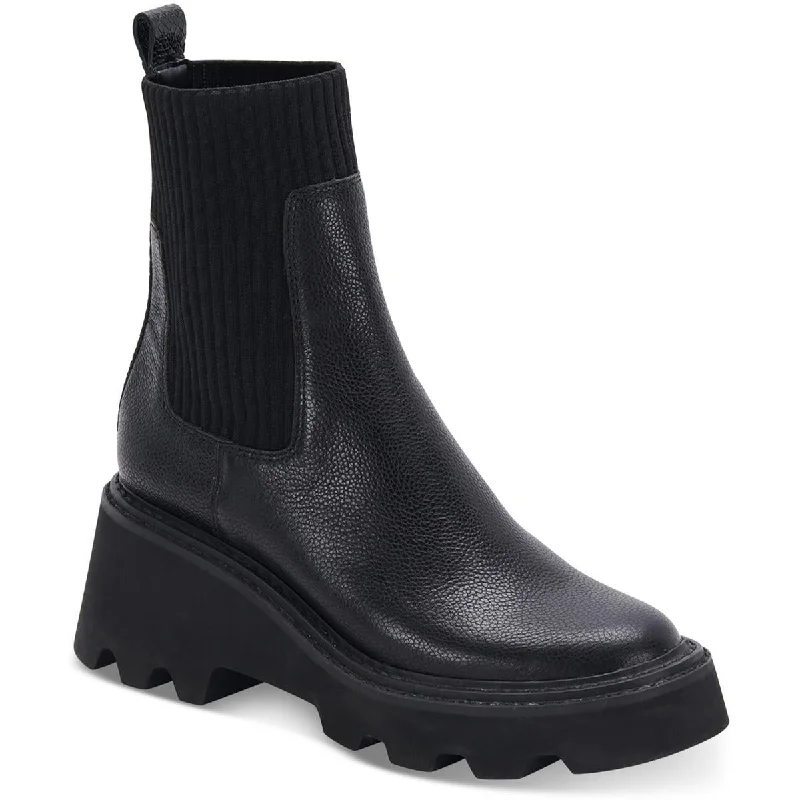 Dolce Vita Womens Hoven Leather Lugged Sole Chelsea Boots
