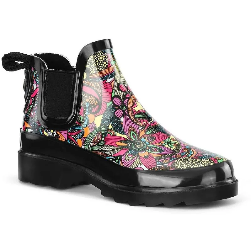 SakRoots Womens Rhyme Printed Lug Sole Rain Boots