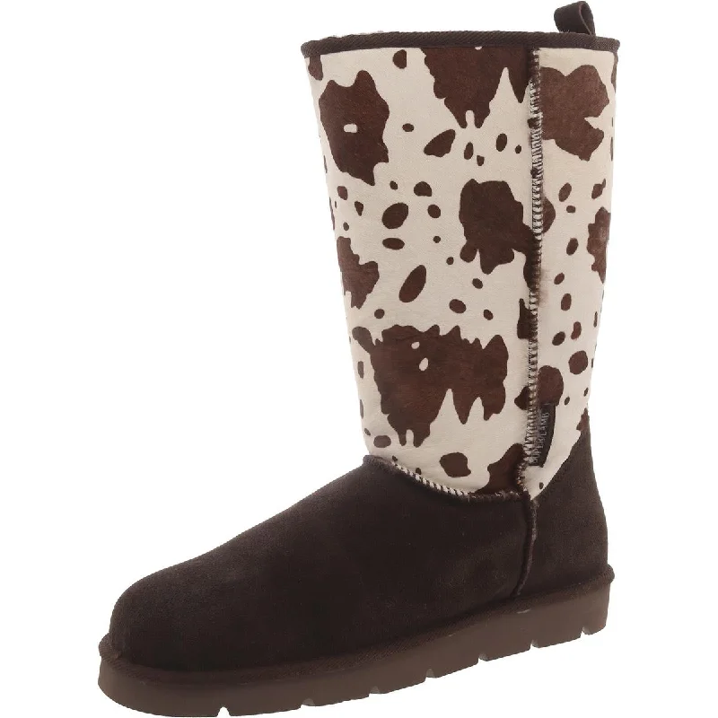 Superlamb Womens Turano 11" Suede Animal Print Mid-Calf Boots