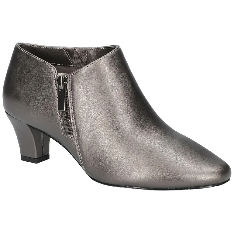 Easy Street Womens Kalinda Faux Leather Block Heel Ankle Boots
