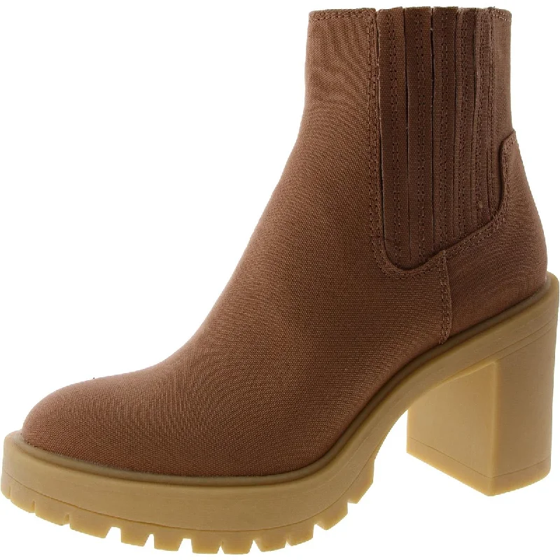 Dolce Vita Womens Canvas Block Heel Ankle Boots