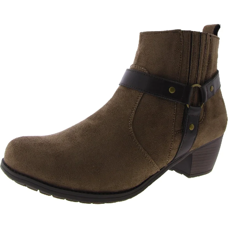 Easy Street Womens Chicory Faux Suede Block Heel Ankle Boots