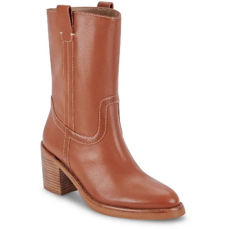 Dolce Vita Womens Colete Leather Block Heel Mid-Calf Boots