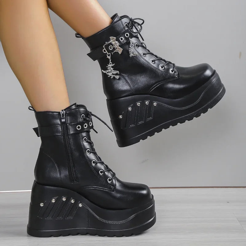 Sohiwoo New Boots for Women Fashion Hot Sale Punk Goth Platform Heels Wedge Women's Boots Casual Goth Punk Size 43 Women's Shoes Sohiwoo New Boots for Women Fashion Hot Sale Punk Goth Platform Heels Wedge Women's Boots Casual Goth Punk Size 43 Women's Shoes