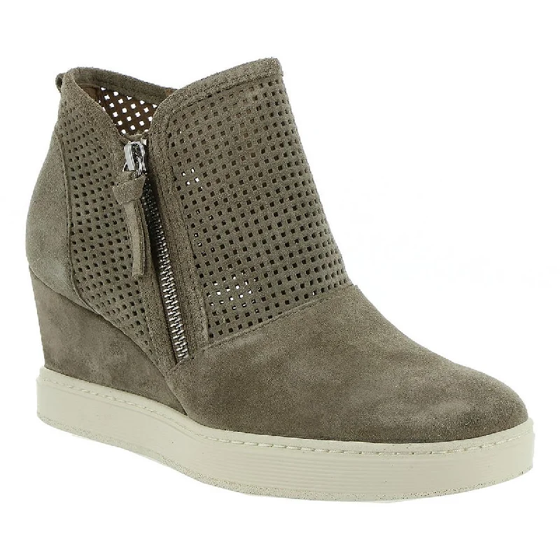 Sofft Womens Bellview Suede Perforated Wedge Boots