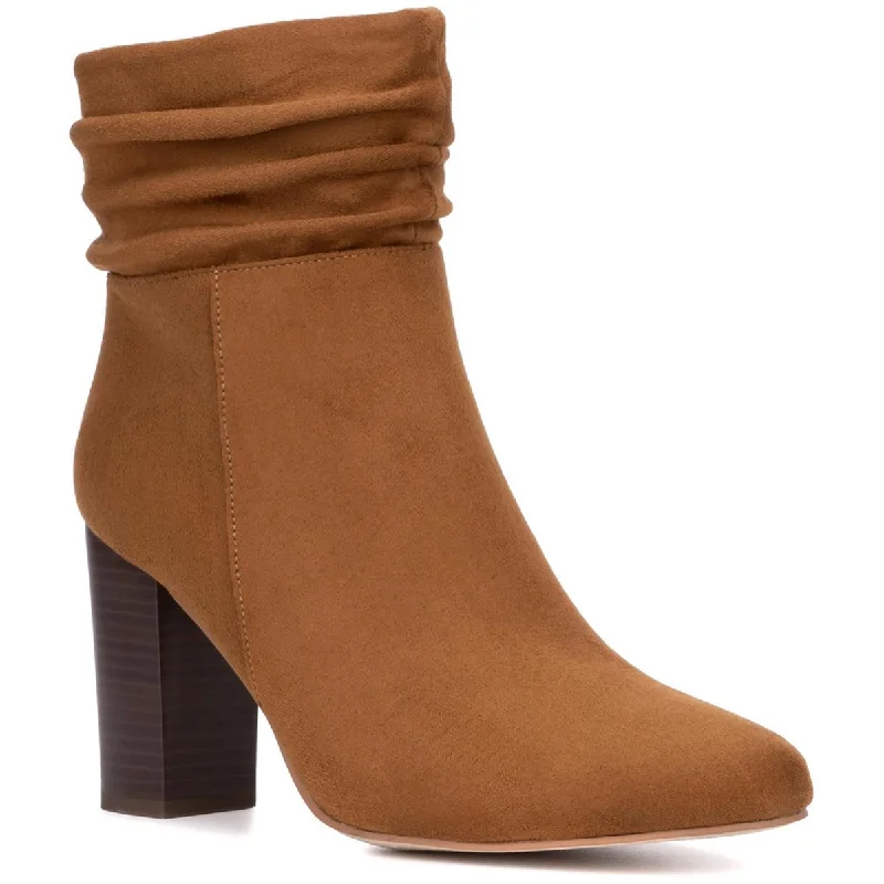 New York & Company Womens Sandy Bootie Almond Toe Zipper Ankle Boots