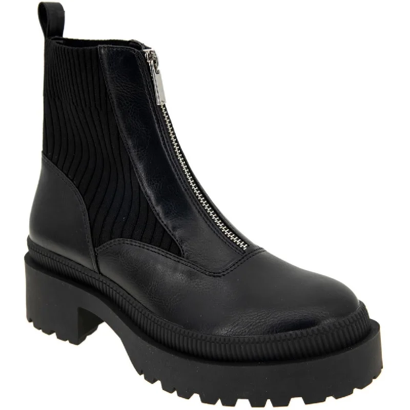 BCBGeneration Womens Montana Faux Leather Zip Up Ankle Boots