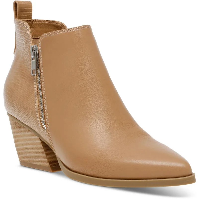 Dolce Vita Womens KOOLEY Leather Stacked Heel Ankle Boots