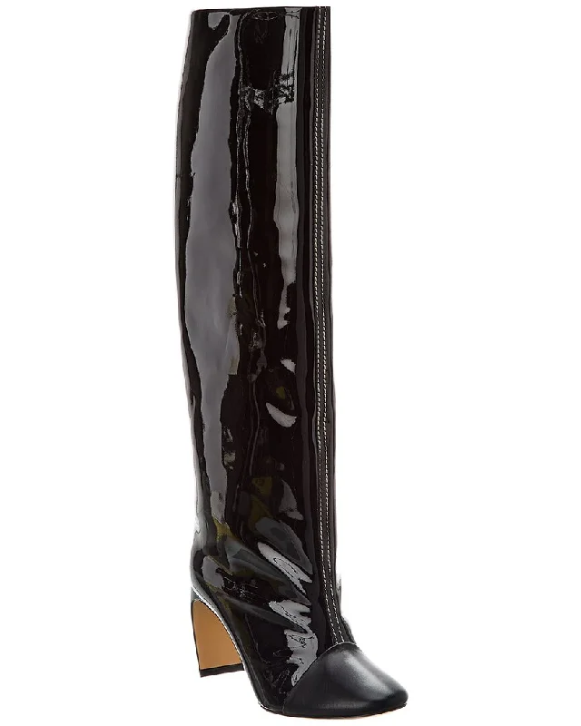 LANVIN Banana Heel Patent Knee-High Boot