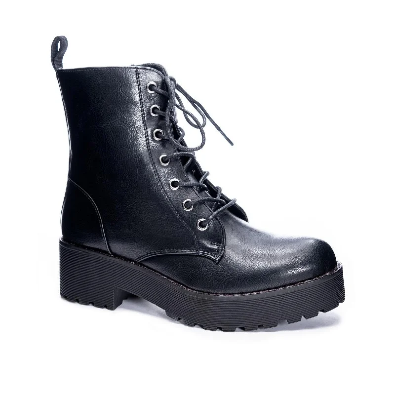 Dirty Laundry Womens Mazzy Faux Leather Lug Sole Combat & Lace-up Boots