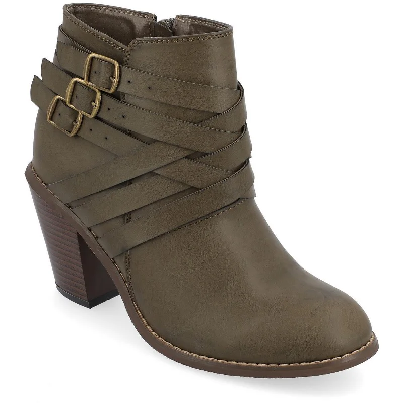 Journee Collection Womens Faux Leather Short Ankle Boots