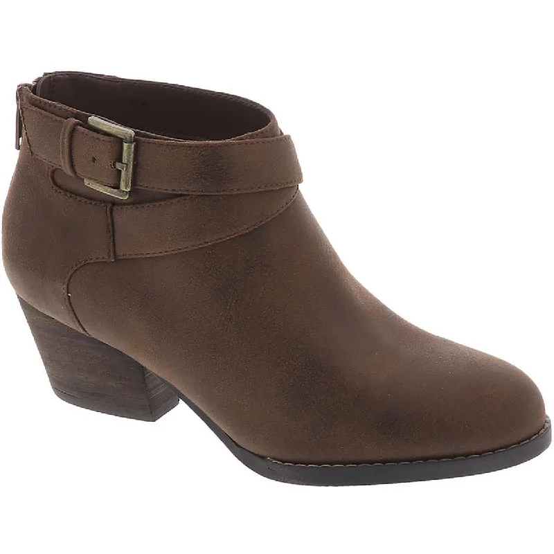 Bella Vita Womens Uttara Faux Leather Stacked Heel Ankle Boots