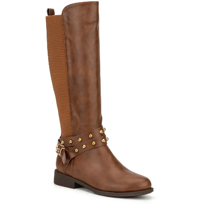 New York & Company Womens Ella Faux Leather Tall Knee-High Boots