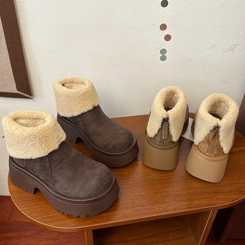 Sohiwoo Winter Warm Plush Women Snow Boots Fashion Platform Short Booties Casual Thick Heel Ladies Cotton Shoes Sohiwoo Winter Warm Plush Women Snow Boots Fashion Platform Short Booties Casual Thick Heel Ladies Cotton Shoes