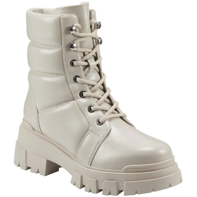 Marc Fisher Womens Amita 3 Faux Leather Lugged Sole Ankle Boots