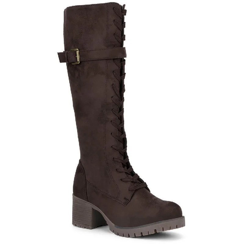Olivia Miller Womens Akira Lace-Up Knee-High Boots