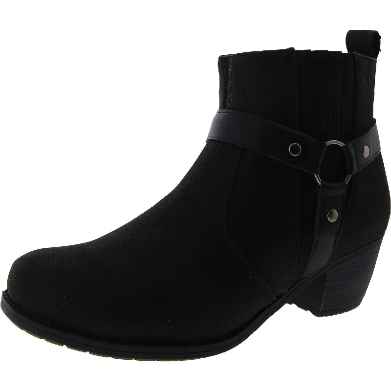 Easy Street Womens Chicory Faux Leather Zipper Ankle Boots