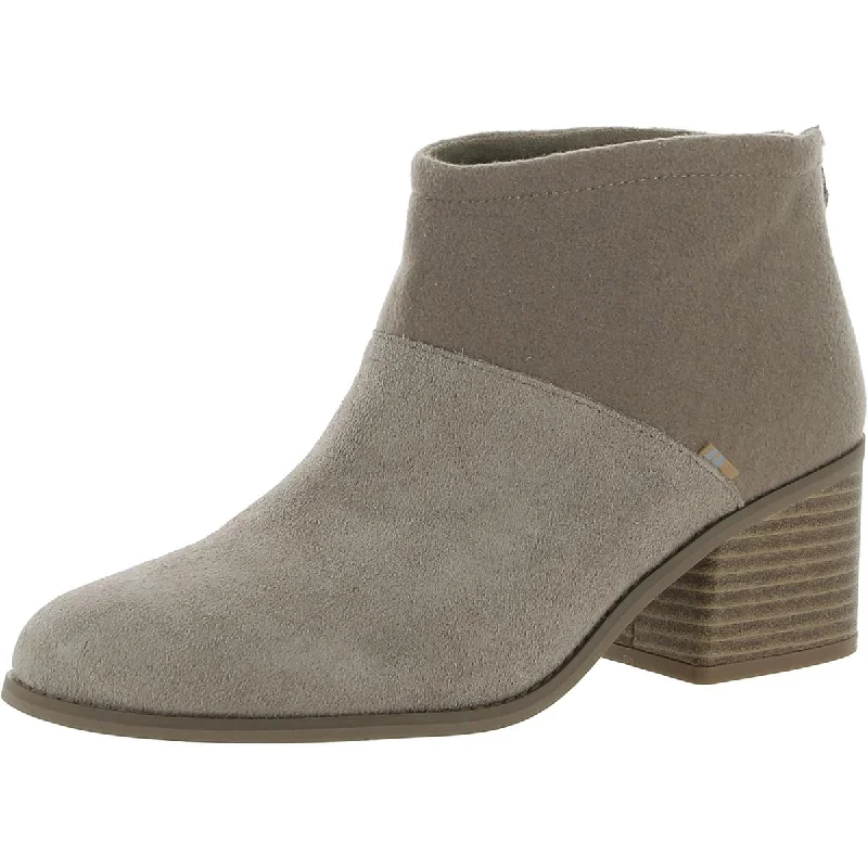 Toms Womens Faux Suede Mixed Media Ankle Boots