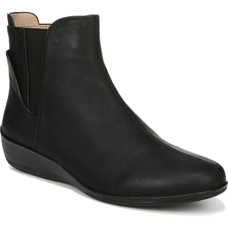 LifeStride Womens Izzy Faux Leather Zip Side Ankle Boots