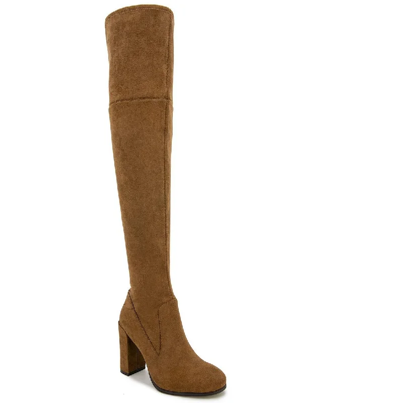 Kenneth Cole Womens Josie Faux Suede Block Heel Over-The-Knee Boots