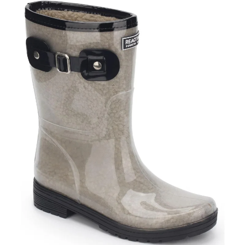 Kenneth Cole Reaction Womens Rain Buckle Cozy Mid-Calf Cold Weather Rain Boots