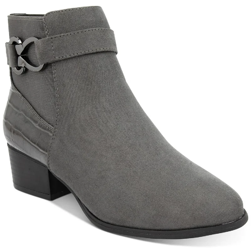 Karen Scott Womens Nadine Embossed Block Heel Ankle Boots