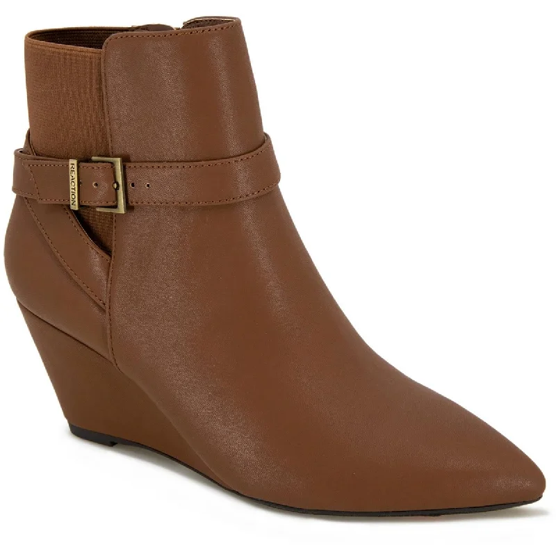 Kenneth Cole Reaction Womens Emmie Faux Leather Wedge Boots