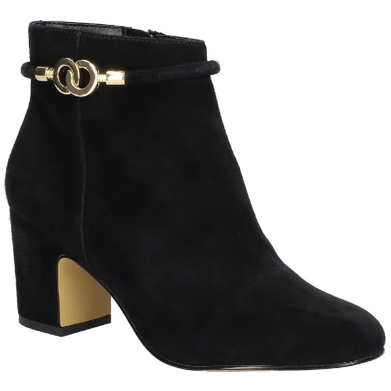 Bella Vita Womens Diaz Suede Block Heel Ankle Boots