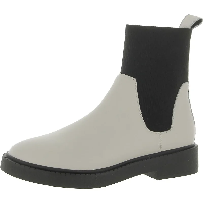 André Assous Womens Violet Leather Block Heel Chelsea Boots