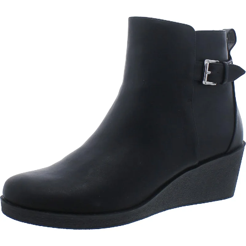 Aerosoles Womens Bonnie Faux Leather Almond Toe Wedge Boots