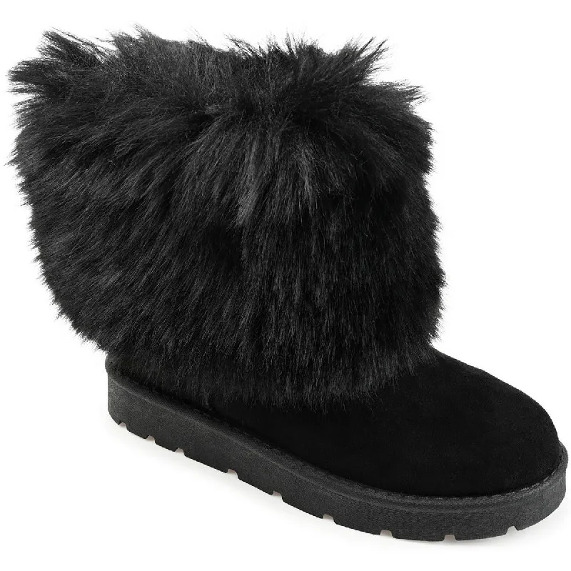 Journee Collection Womens Faux Suede Faux Fur Shearling Boots