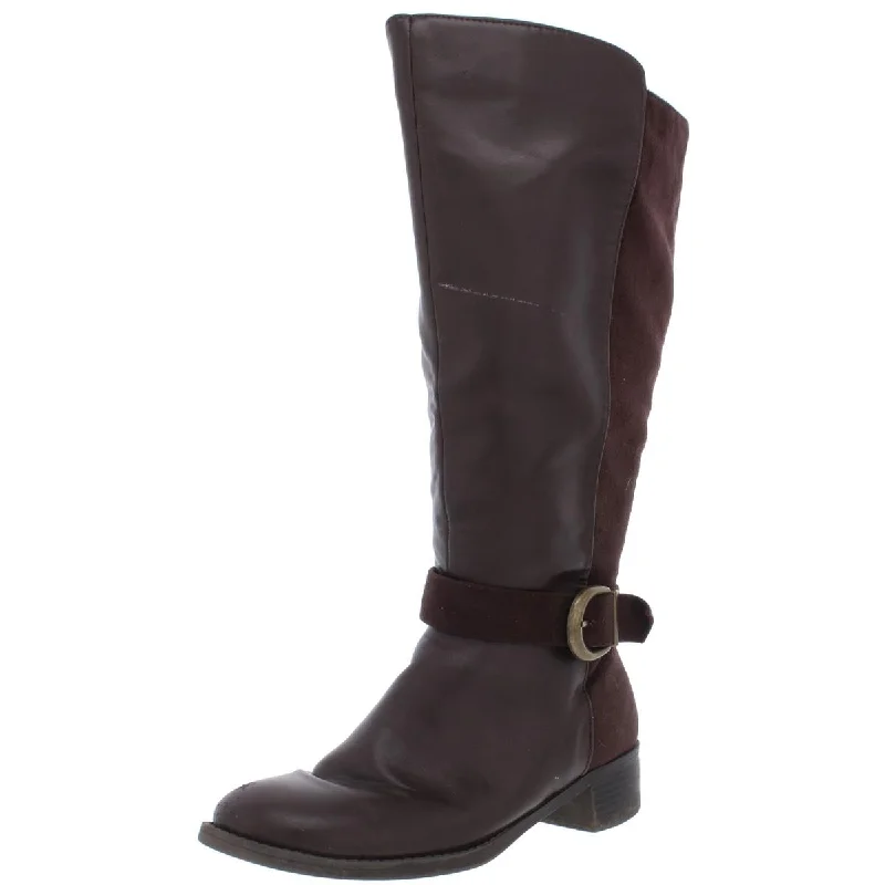 Easy Street Womens Victoria Leather Extra Wide Calf Mid-Calf Boots