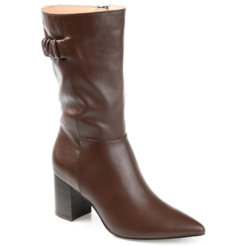 Journee Collection Womens Wilo Faux Leather Pointed Toe Mid-Calf Boots