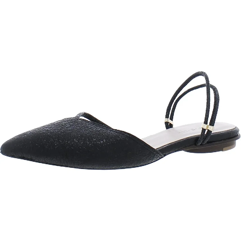 All Black Womens Leather Illusion Ballet Flats