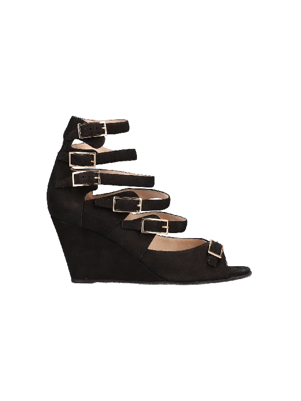 "arce" multi strap peep toe suede sandals