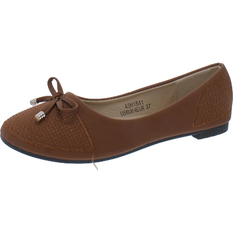 CREPUSCOLO Womens Faux Leather Slip-On Ballet Flats