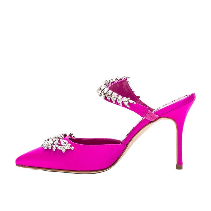 Customized Women Pumps Sandals High Heels Pointed Toe Rhinestone diamonds Thin Heels Wedding Shoes Hot Girl Clear Pvc Large Size