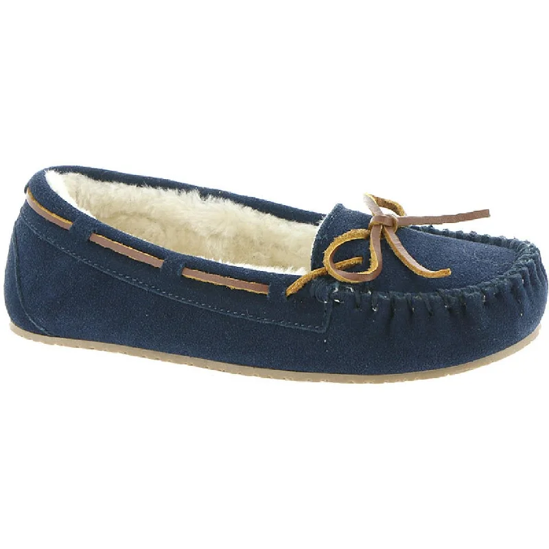 Minnetonka Womens Lodge Trapper Suede Faux Fur Lined Moccasins