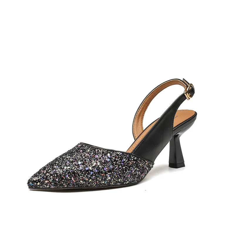 Mujer Glitter Sequins Stilettos High Heels Women Point Toe Banquet Dress Pumps Sandals Shoes Mujer Glitter Sequins Stilettos High Heels Women Point Toe Banquet Dress Pumps Sandals Shoes