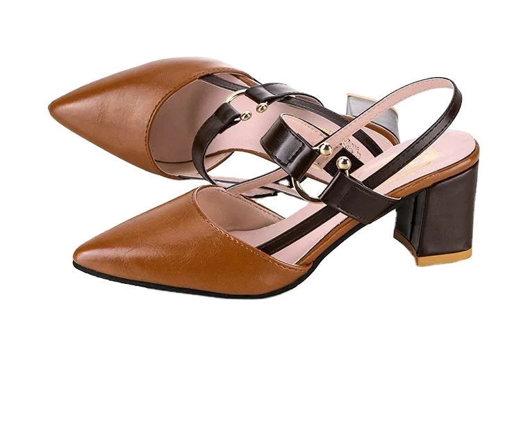 New Design Fashion Women Sandals Pumps Summer Shoes Chunky High Heel Comfortable British Style Classic Office Lady Wholesale New Design Fashion Women Sandals Pumps Summer Shoes Chunky High Heel Comfortable British Style Classic Office Lady Wholesale
