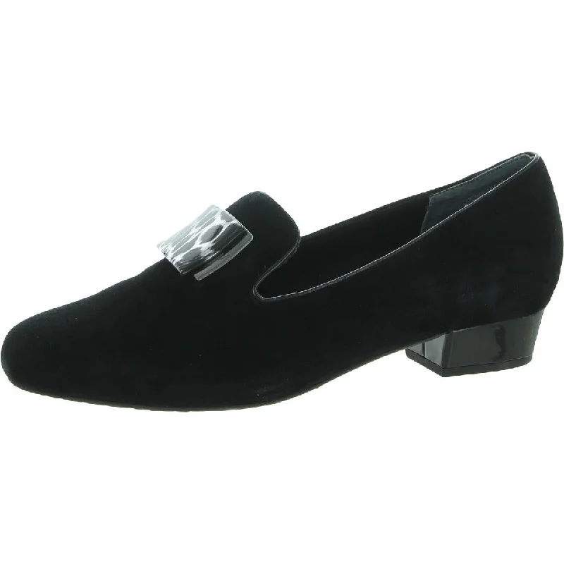 Ros Hommerson Womens Treasure Suede Embellished Smoking Loafers