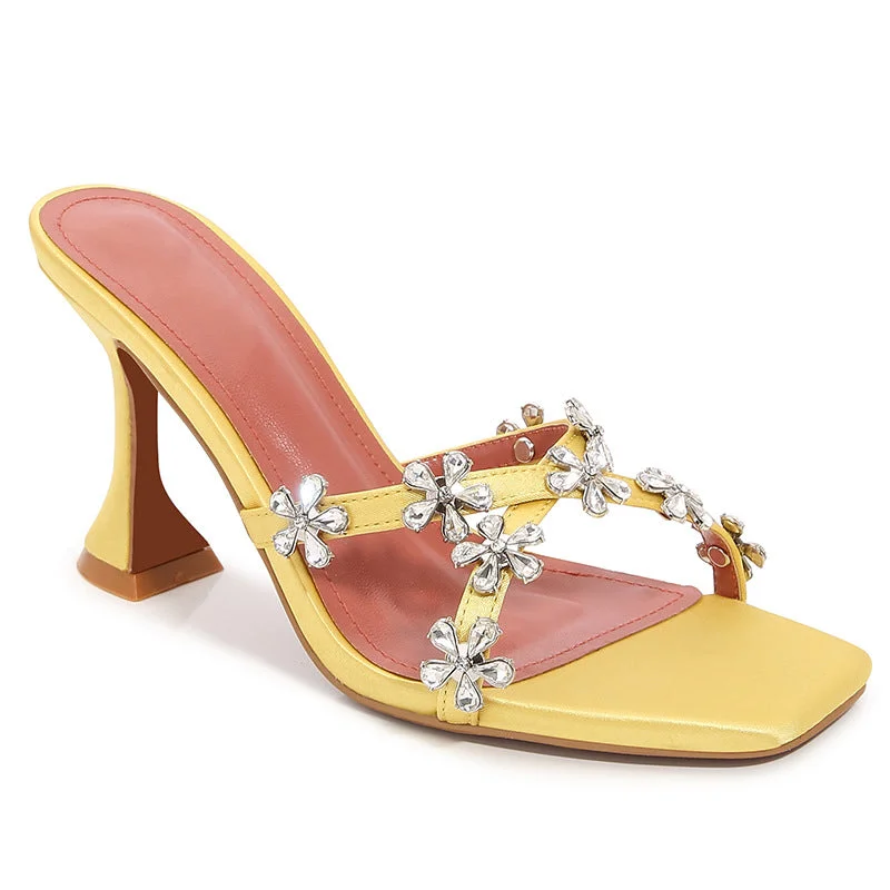 sandals flower slippers chunky heels party strange style customized summer slippers women sandals shiny metal decoration sandals flower slippers chunky heels party strange style customized summer slippers women sandals shiny metal decoration