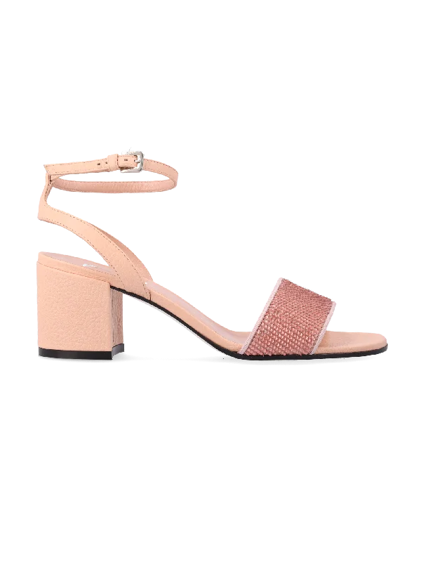 sequin-detail block-heel sandals