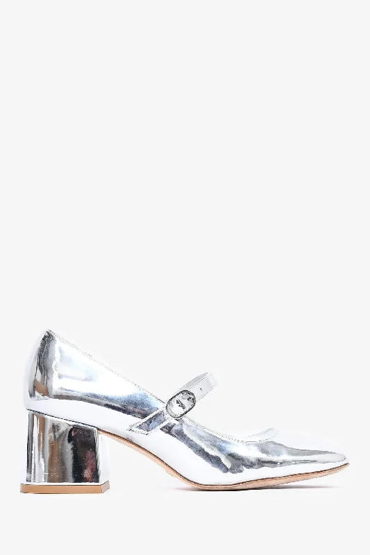 Stuart Weitzman Silver Mary Janes Size 7
