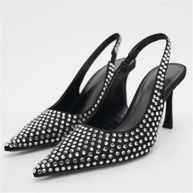 Talon Slingback  Full Crystal Luxury Covering Stiletto Rhinestone Designer Heels for Women