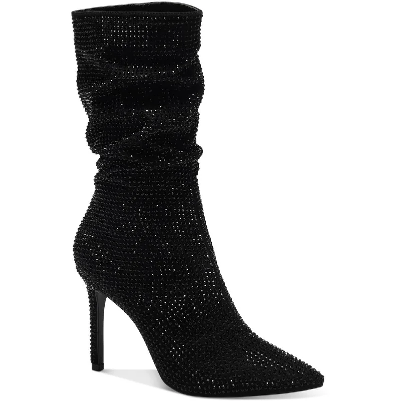 Raquell Womens Rhinestone Manmade Mid-Calf Boots