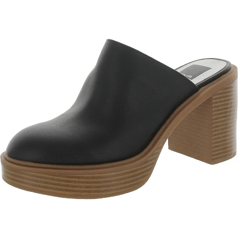 Womens Faux Leather Slip On Mules