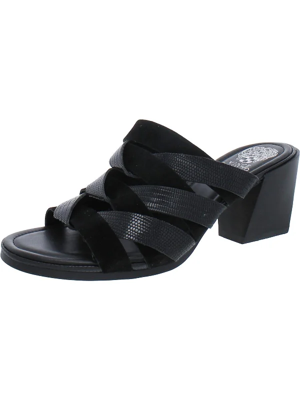 Deljesta Womens Leather Mules Block Heels