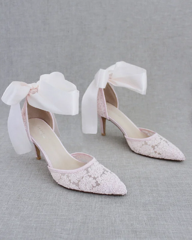 Lace Heels with Ankle Tie For Brides